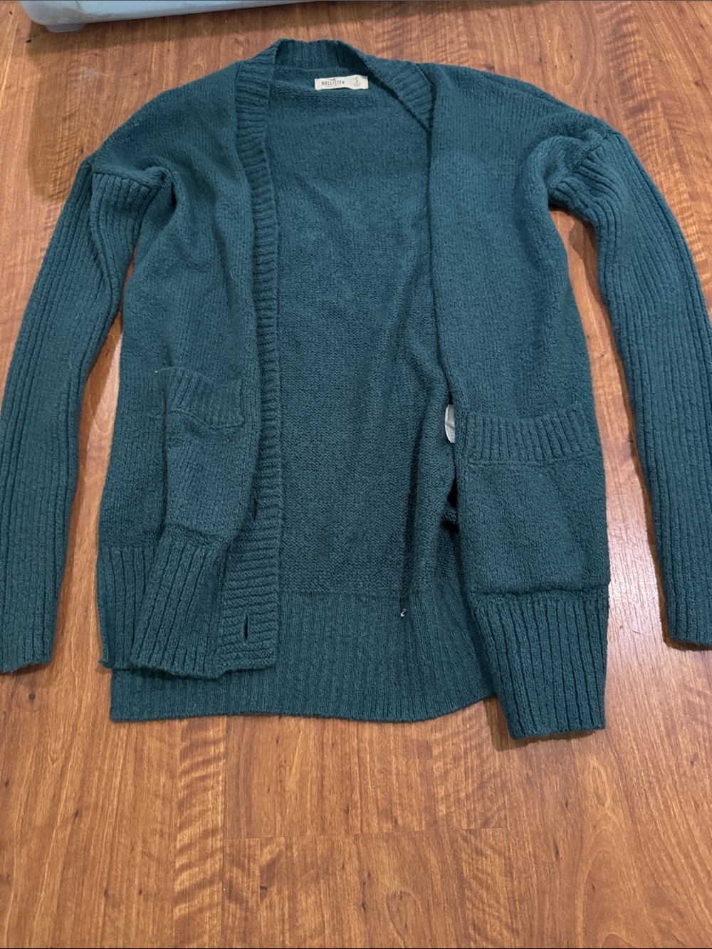 Hollister Dark Teal Open-Front Knit Cardigan